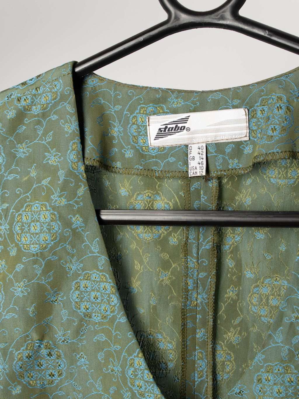 Women's vintage iridescent embroidered top with cap sleeves and shoulder pads - S / M - Image 2