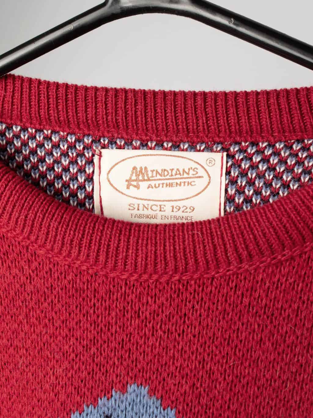 Mens 90s red jumper with white and blue star / snowflake motif - Large - Image 3