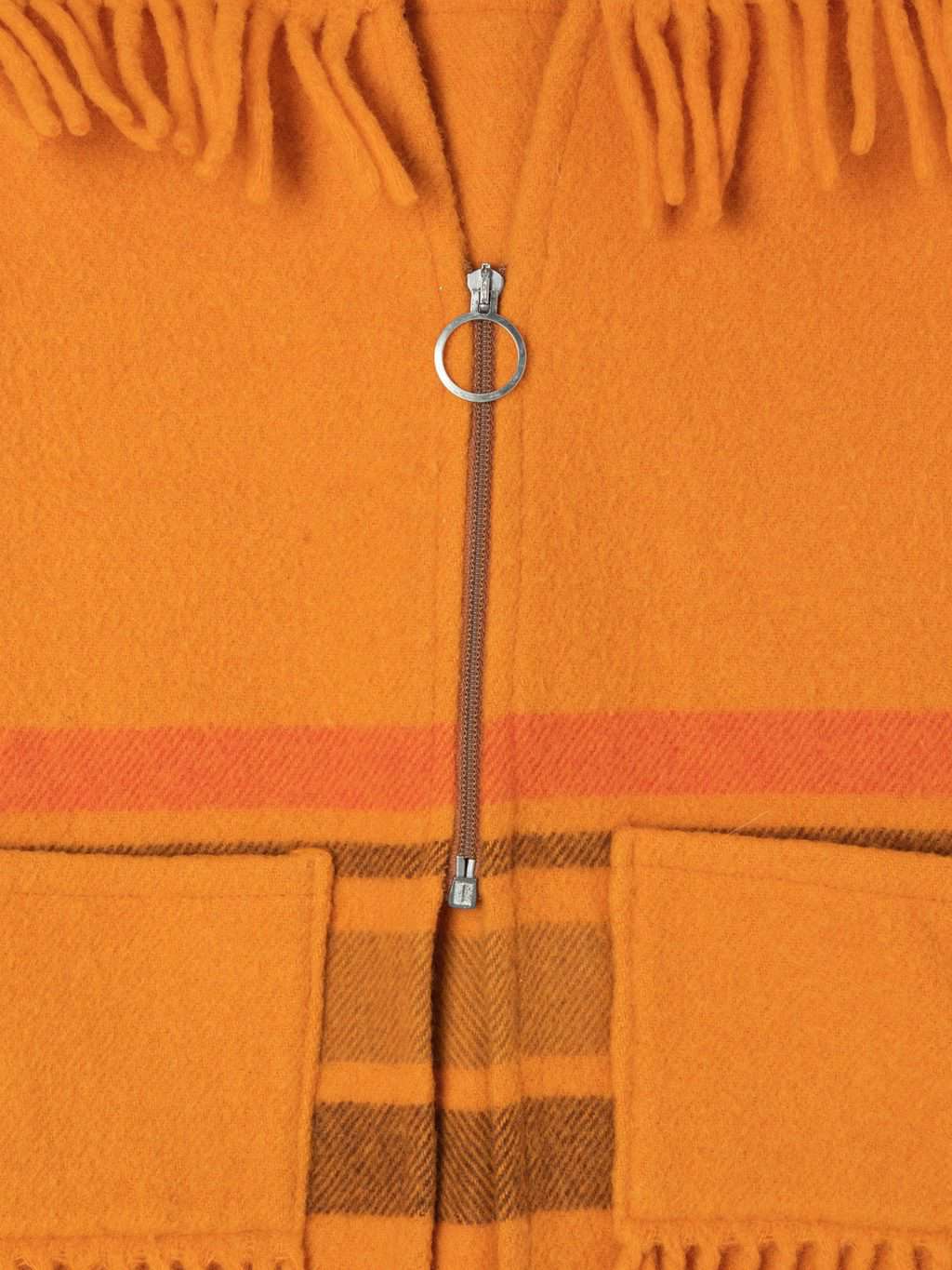 Rare 1960s vintage orange wool vest jacket with fringe detail by Lapp Lander - Large - Image 2