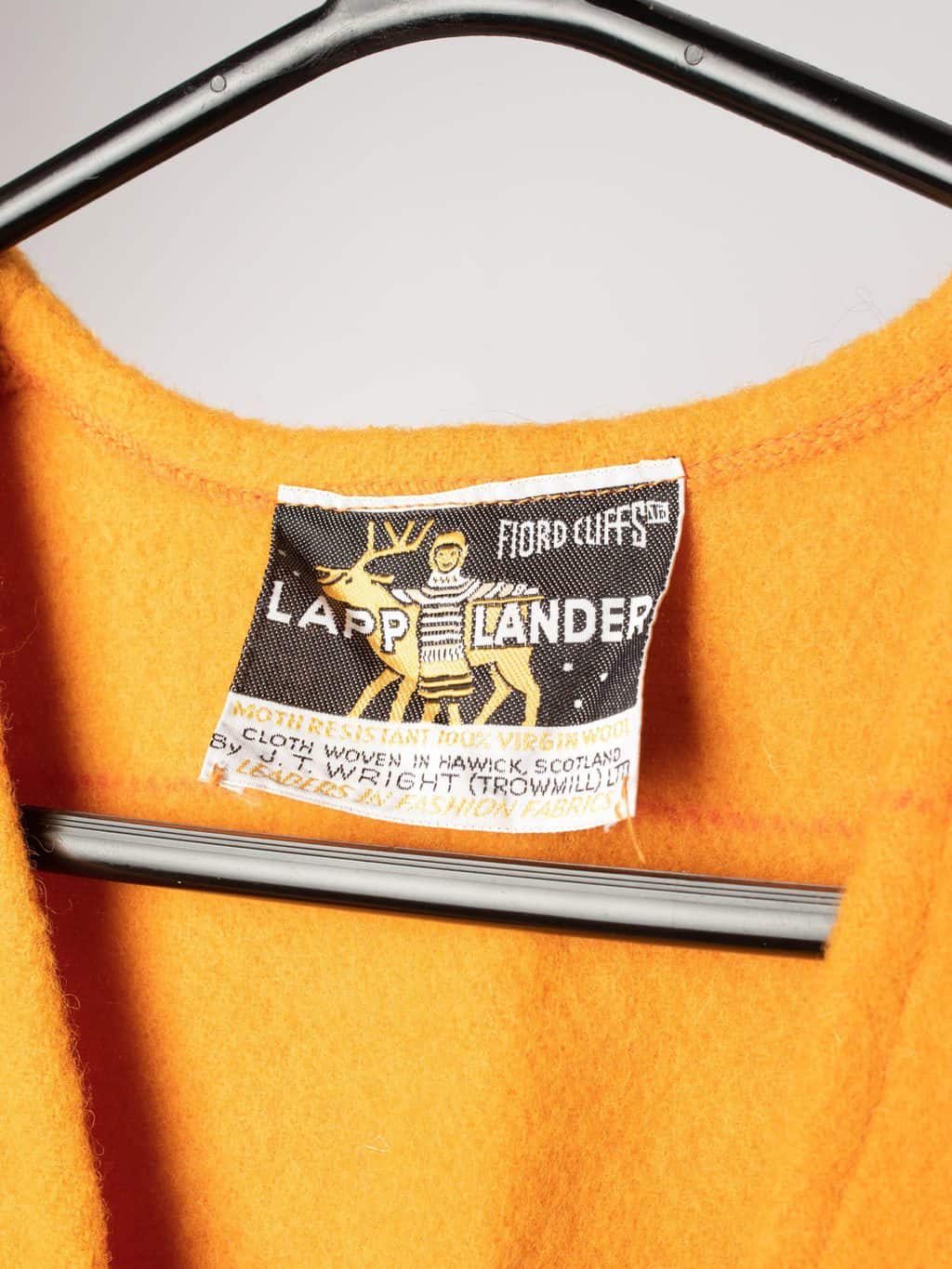 Rare 1960s vintage orange wool vest jacket with fringe detail by Lapp Lander - Large - Image 3