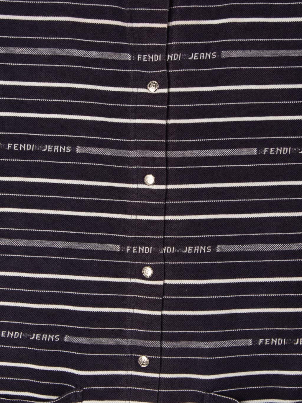 Womens vintage 80s oversized Fendi shirt with striped spell out logo front and sheer back - XL - Image 2