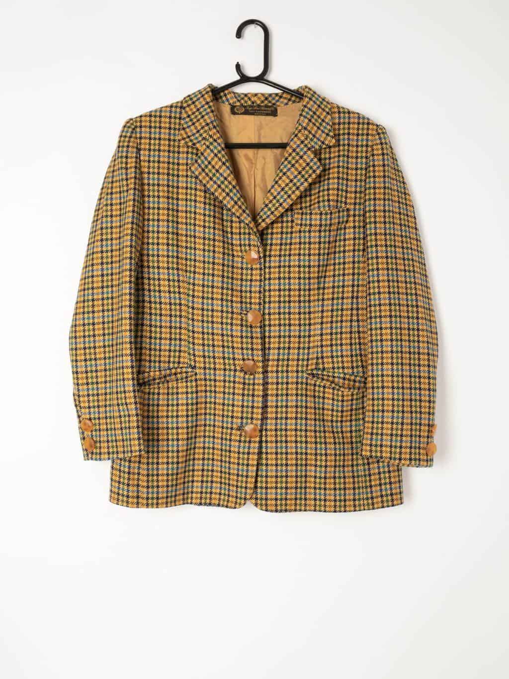 Women's vintage Loro Piana 100% cashmere blazer style plaid jacket c.1990 - Medium