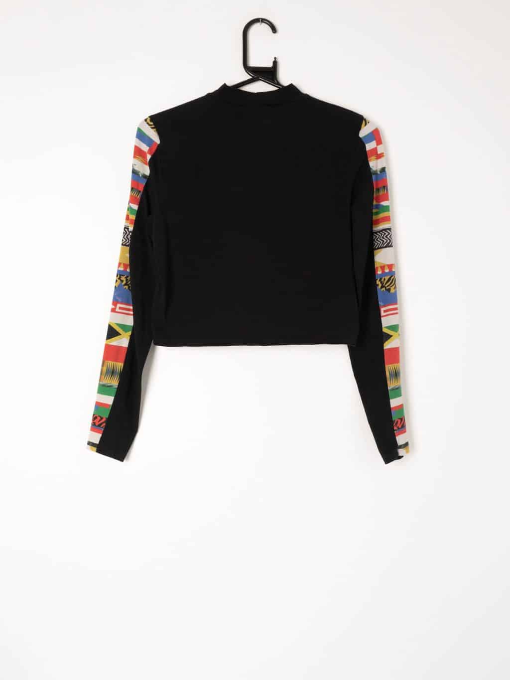 Womens cropped Illustrated People long sleeve top with abstract design down both sleeves - Small / Medium - Image 4