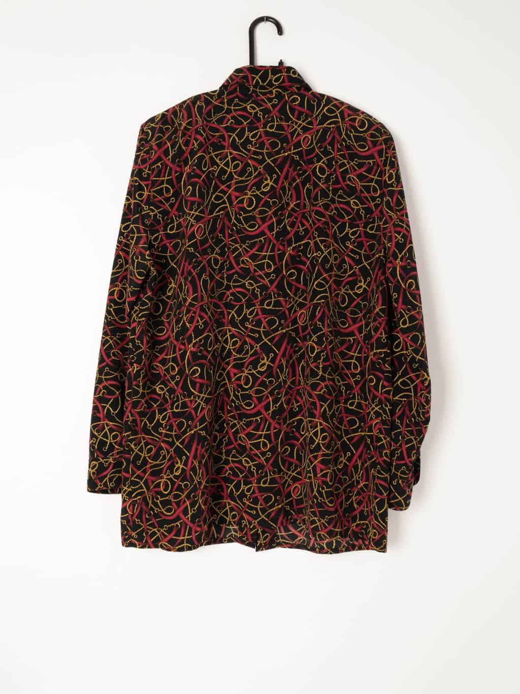 1980s blouse with chain print in red and gold - Extra L - Image 3