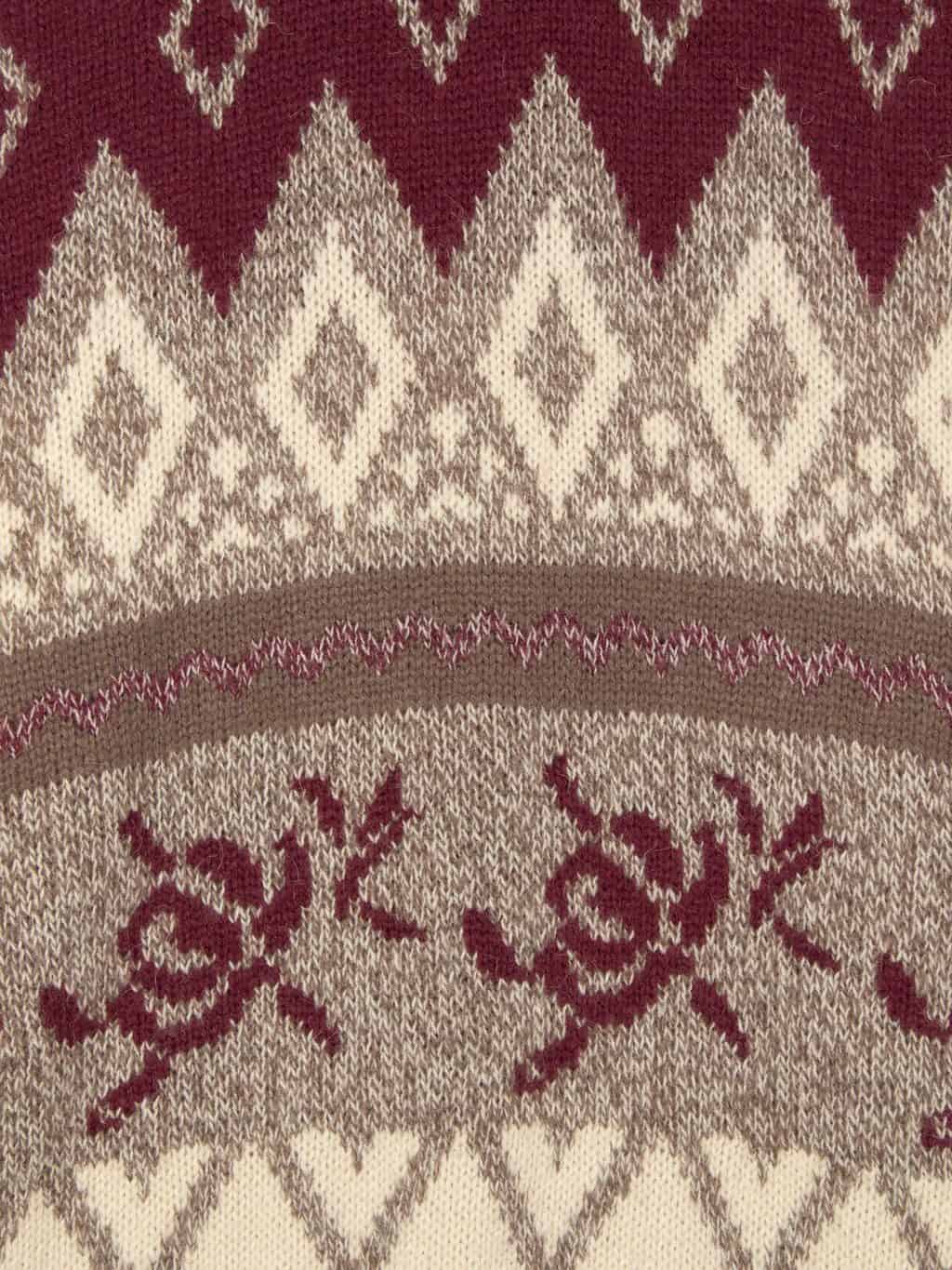 Mens 90s vintage super soft jumper in deep red, cream and grey - Large / XL - Image 2