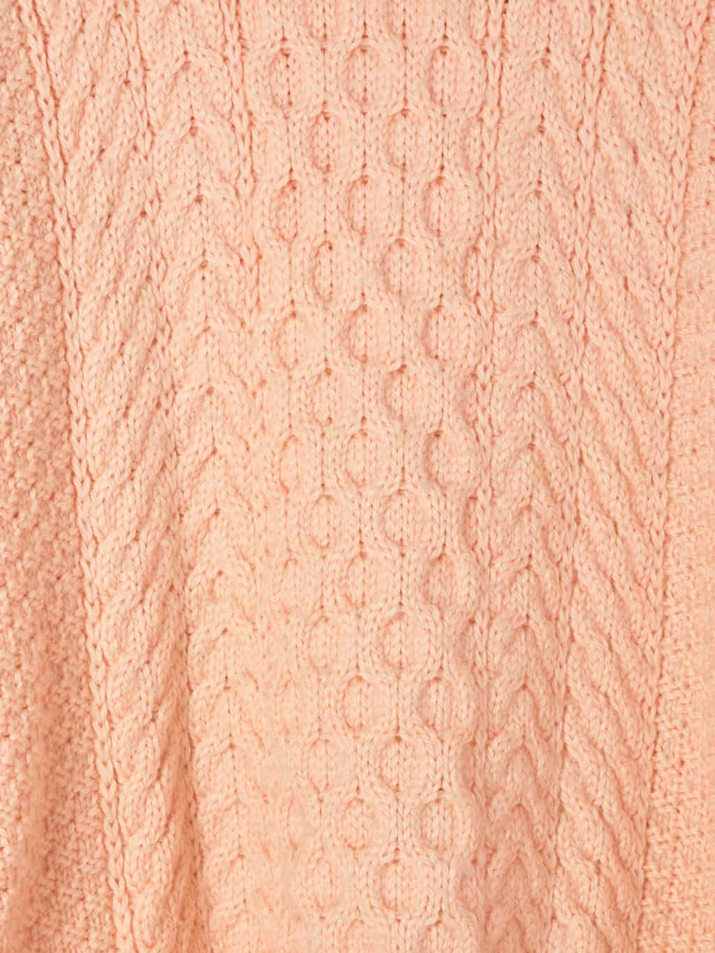 Womens vintage peachy pink cable knit collared jumper with mother of pearl buttons - Medium / Large - Image 2