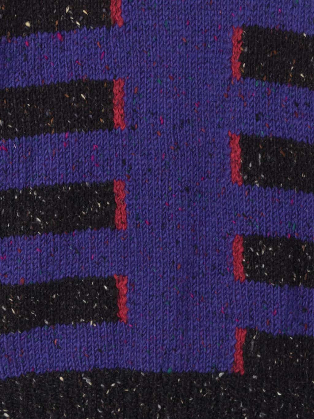 Hand-knitted chunky knit vintage jumper with bold design in purple and black - Medium - Image 2