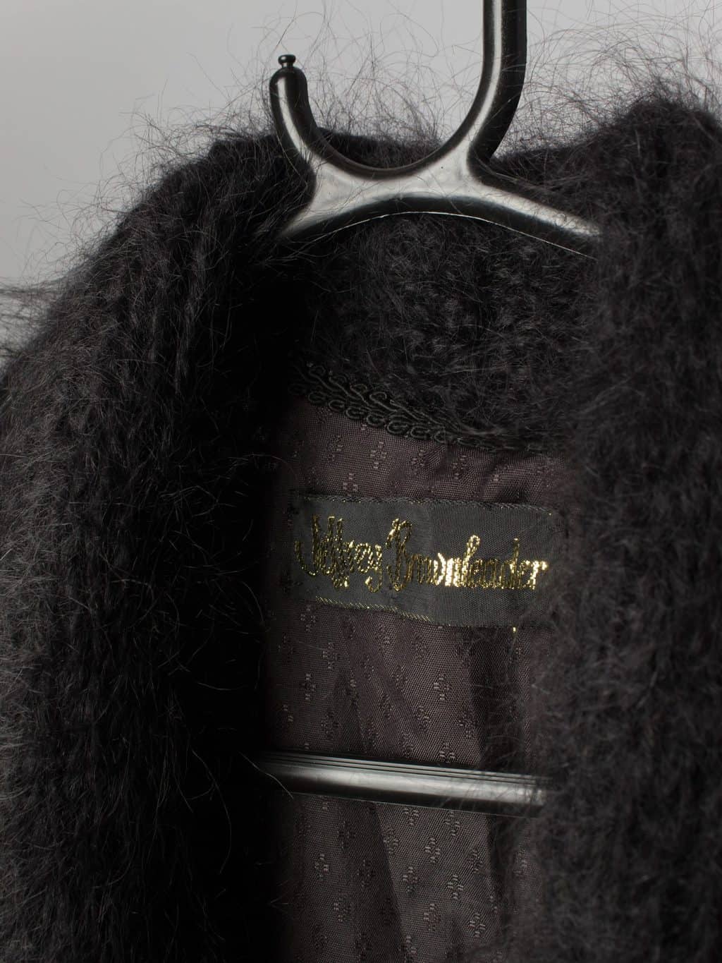 Womens 1980s vintage Jeffrey Brownleader mohair fluffy cardigan with suede appliqué peacock - Small / Medium - Image 5