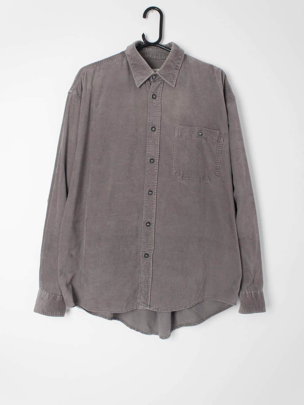 Mens vintage Camargue plain grey cord shirt - Large