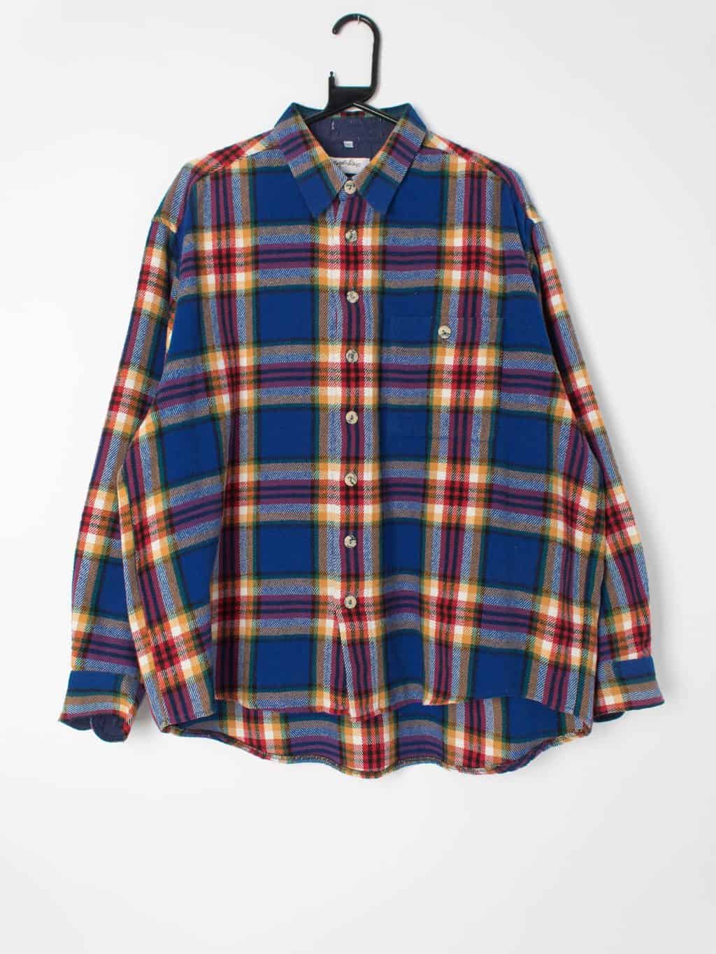 Mens vintage colourful plaid shirt by Angelo Litrico 90s thick flannel ...