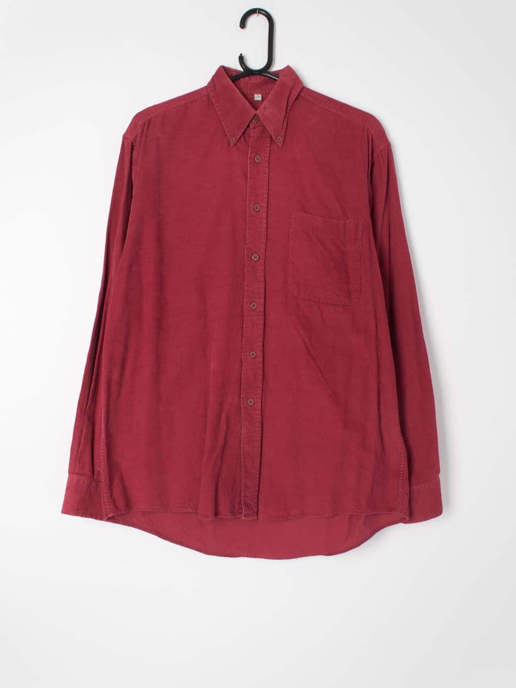 Mens vintage red plain corduroy shirt by Le Frog 100% cotton - Medium ...