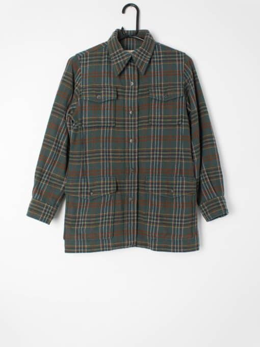 Womens vintage Saint Laurent plaid flannel shirt pure wool made in France 1970s - XS / Small