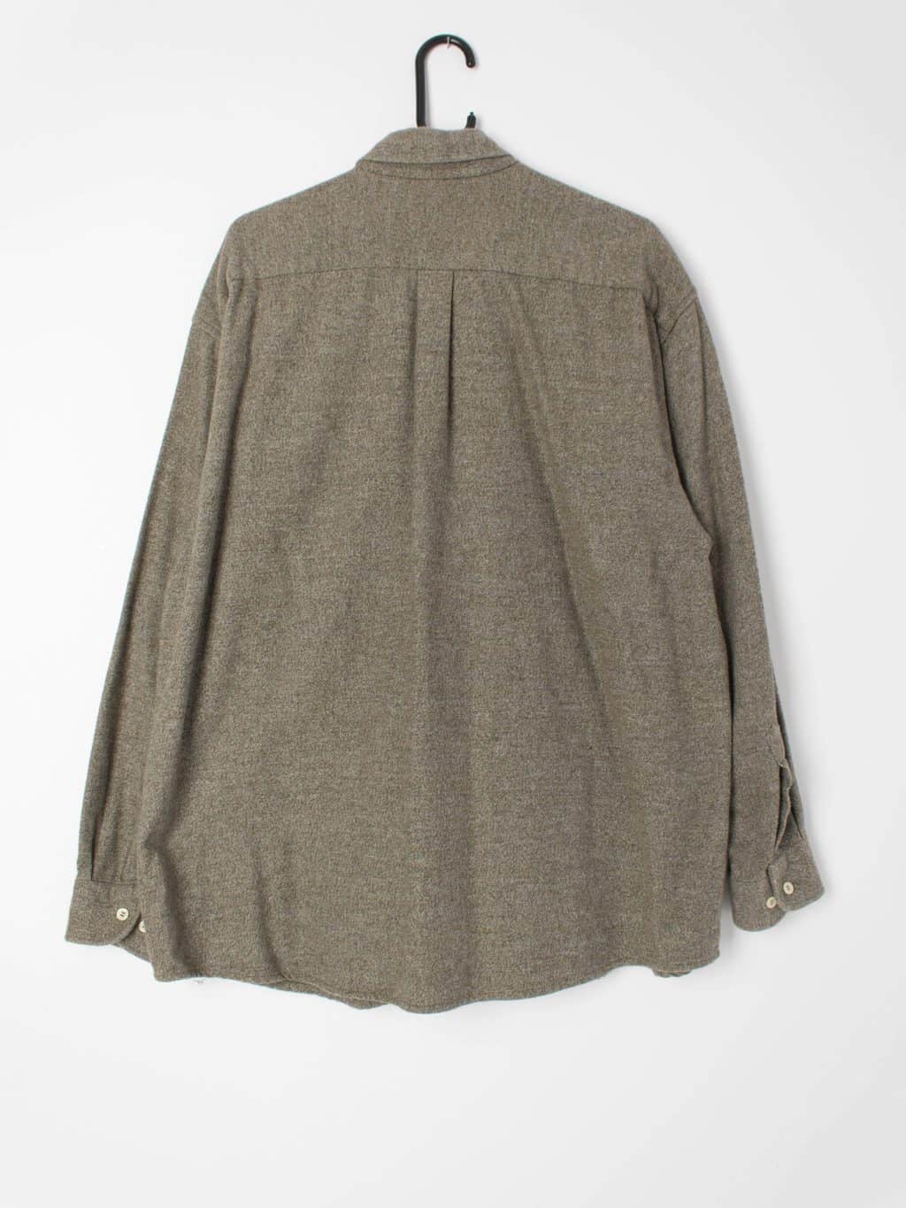 Mens vintage soft cotton shirt mottled khaki green / beige - Large / XL - Image 4