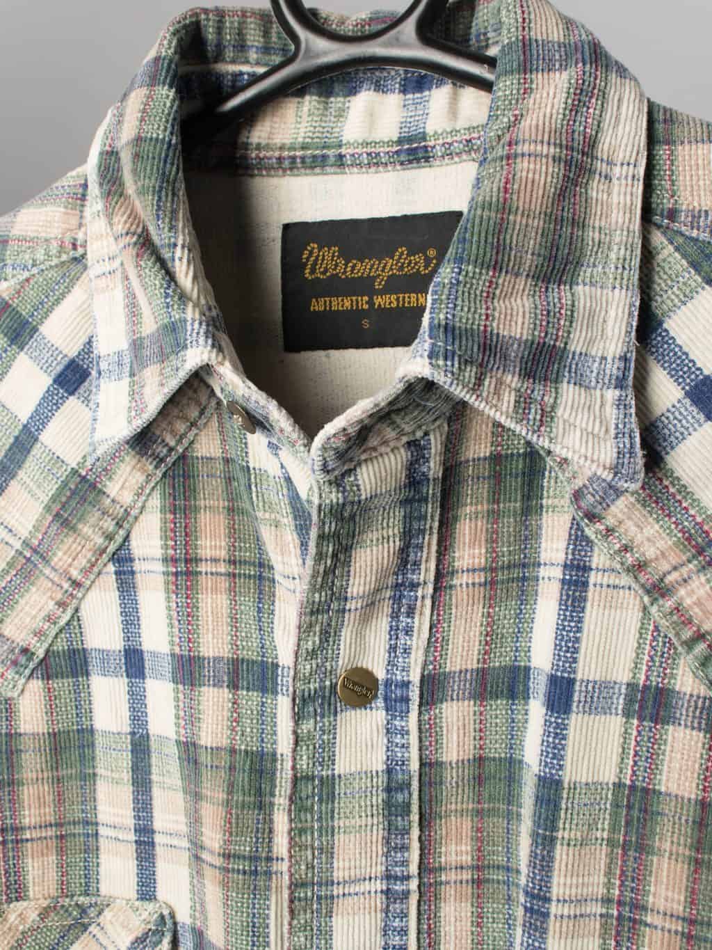 Mens Wrangler vintage cord shirt with plaid print - Small / Medium - St Cyr  Vintage