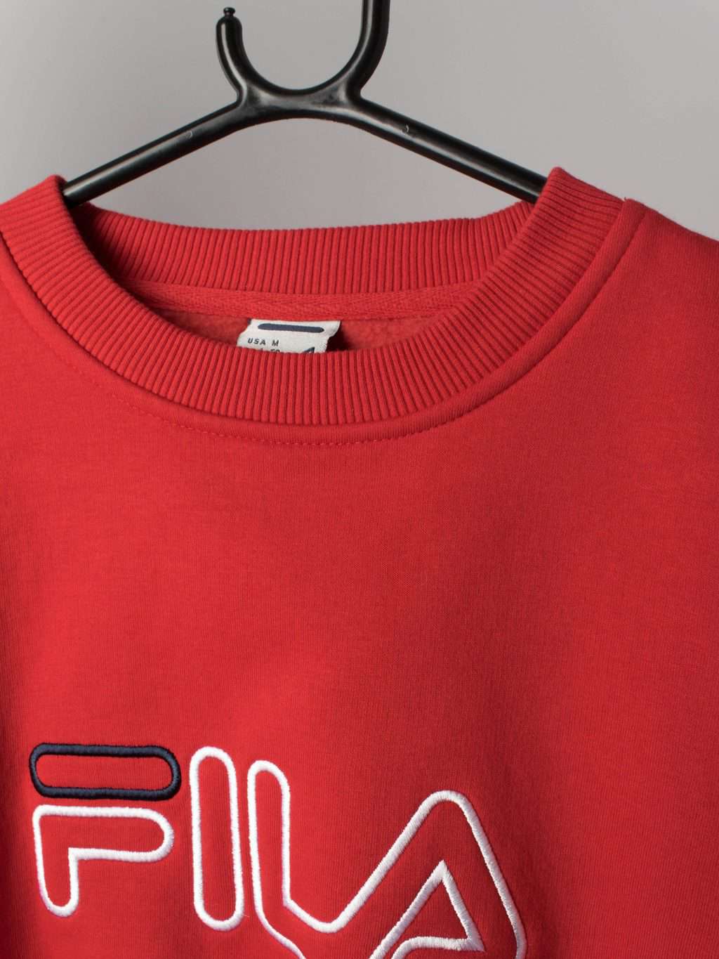Vintage Fila Sweatshirt Bright Red 90s Y2k Spellout Logo - Small / Medium