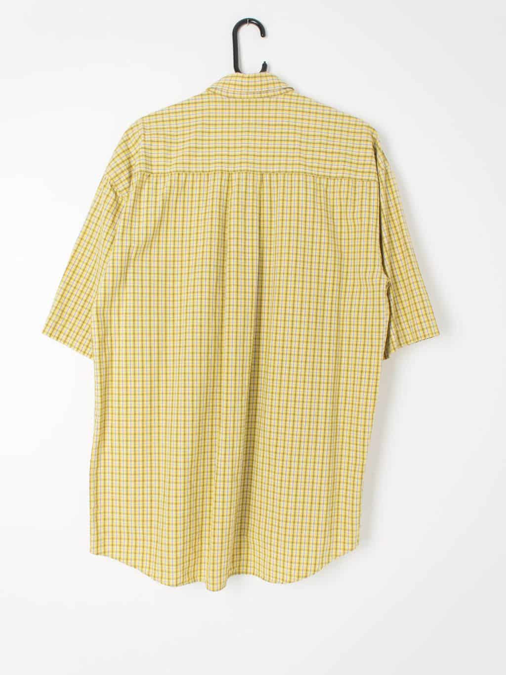 Mens vintage check shirt Camel yellow brown white - Medium - Image 4