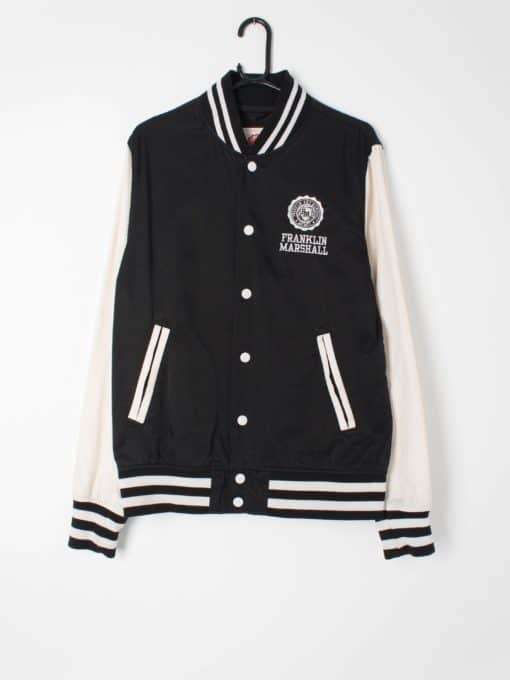 Vintage Franklin and Marshall Varsity College High School Jacket USA Black White - Medium / Large