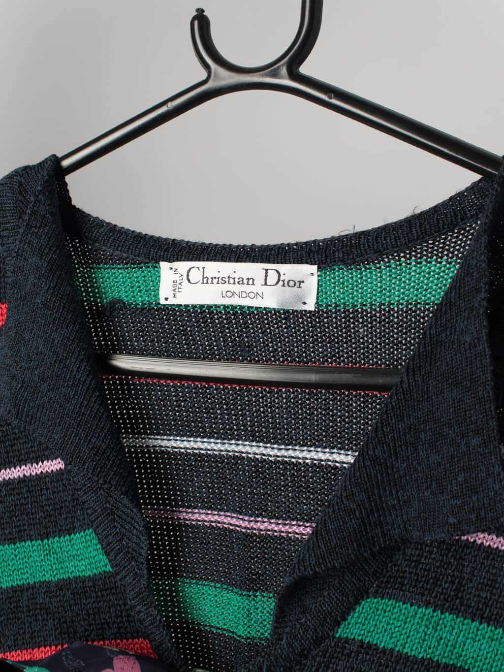 Womens vintage Christian Dior London collared pullover knitted top with tie neck bow - Medium - Image 2