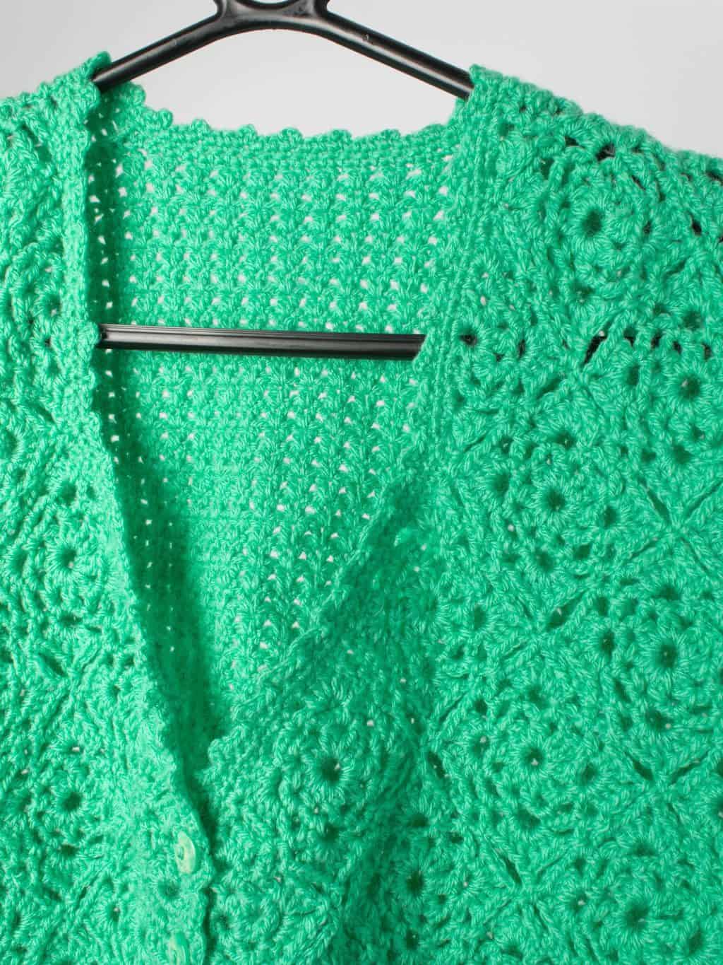 Womens vintage crocheted vest in apple green - M / L - Image 2