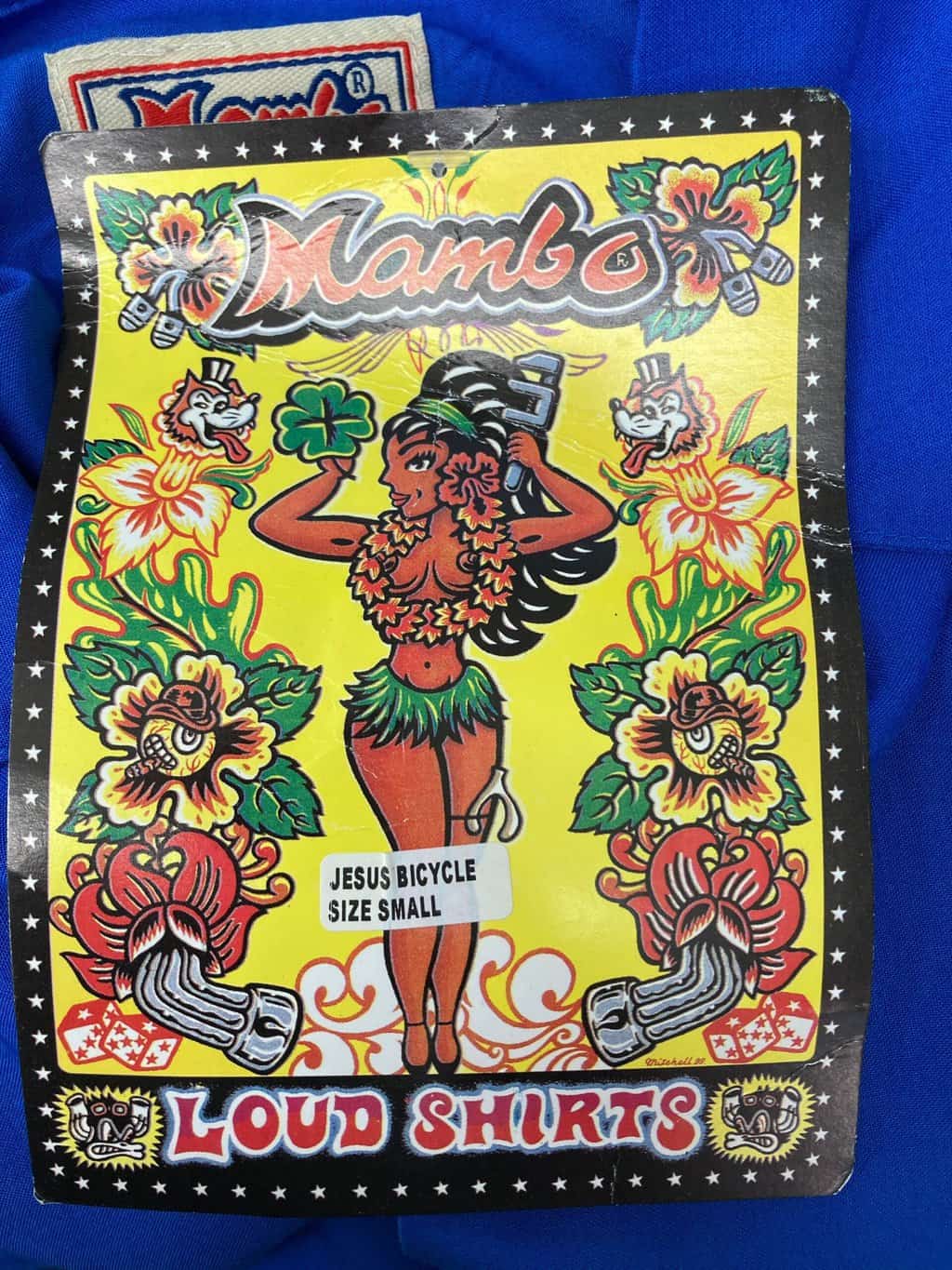 Mens vintage 90s Mambo loud shirt Jesus on a Motorcycle Reg Mombassa Dead stock with tags - Small / Medium - Image 8