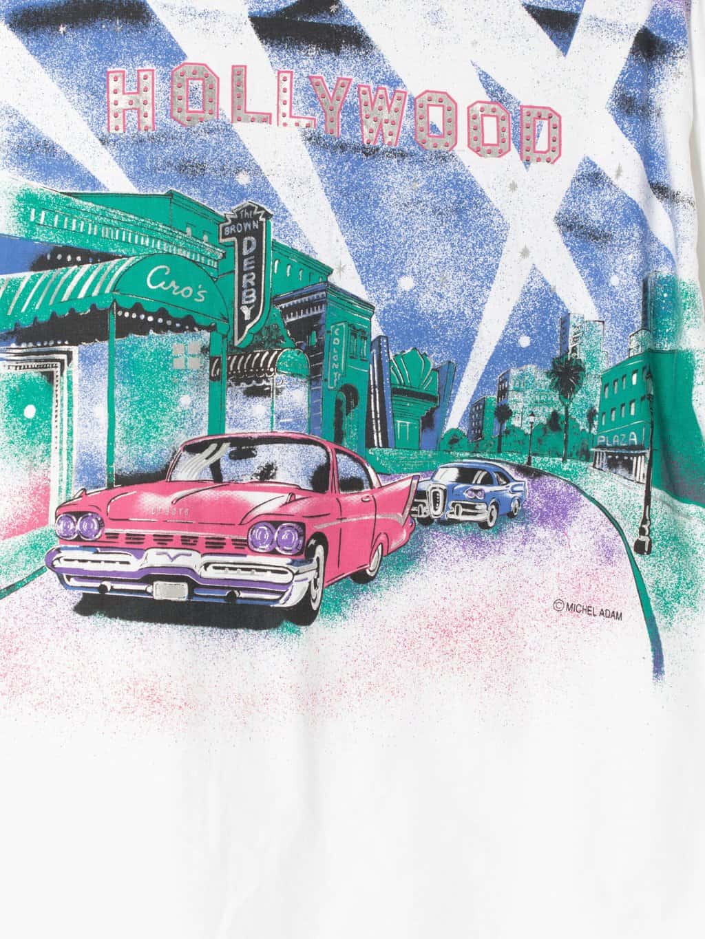 Womens vintage 90s Hollywood blouse shirt by Michel Adam Fashion TV classic cars - XL - Image 2