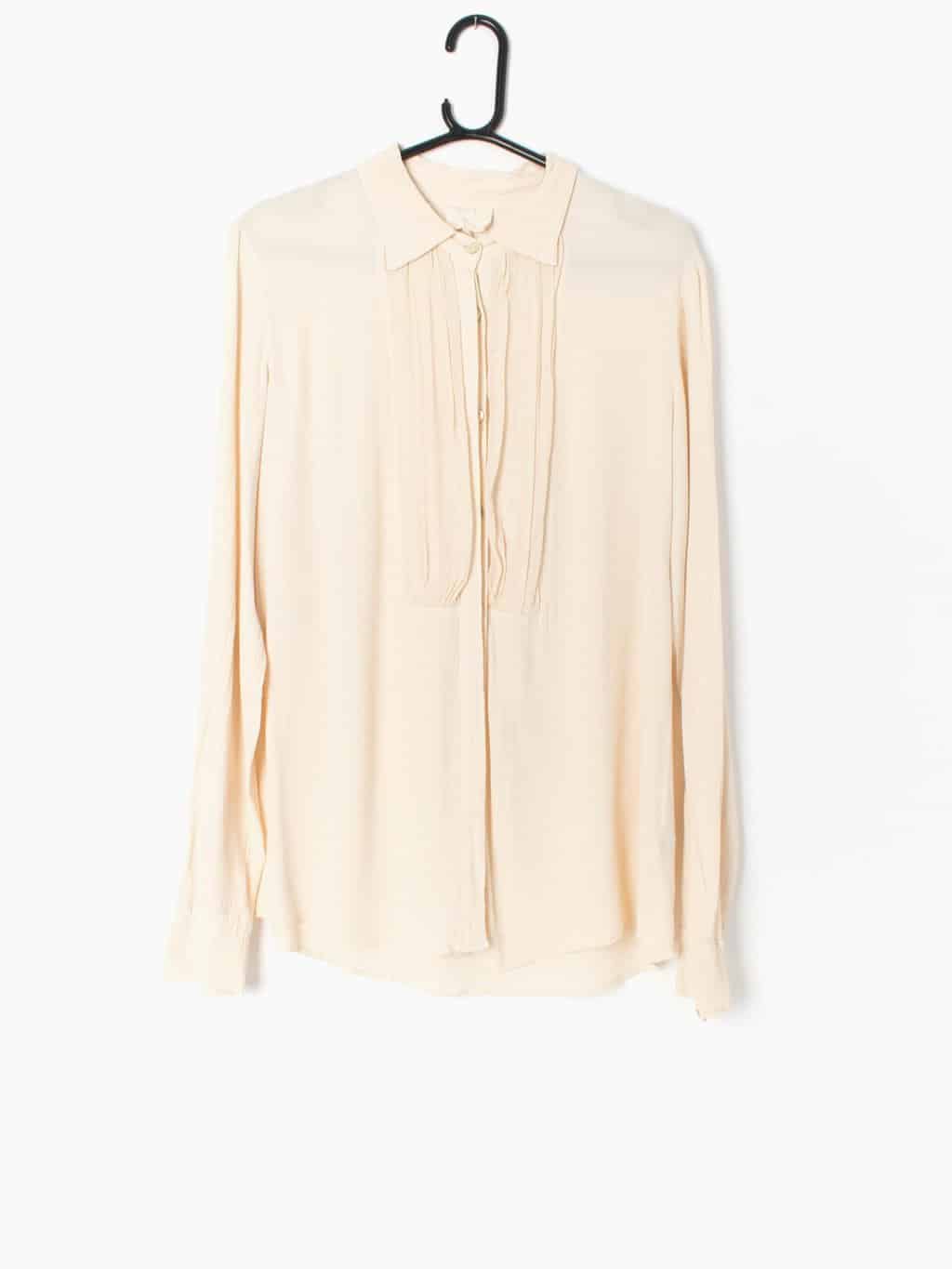 Womens vintage Ivory cream blouse with soft ruffle details by Ghost - Small / Medium