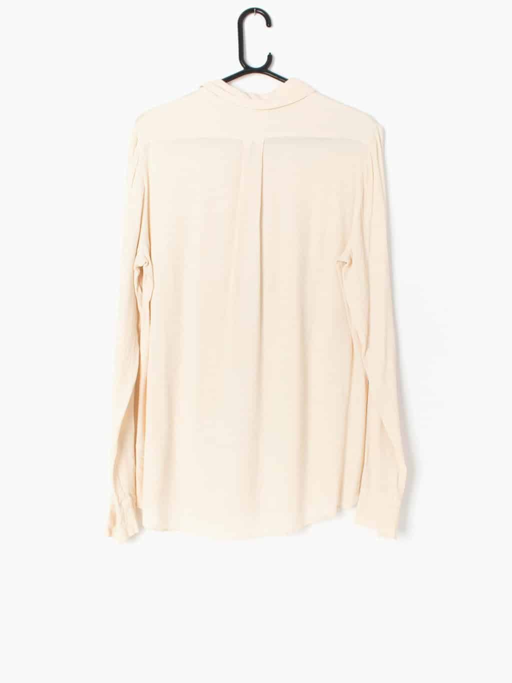 Womens vintage Ivory cream blouse with soft ruffle details by Ghost - Small / Medium - Image 4