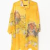 Womens vintage sheer yellow tiger blouse by Jean Marc Philippe Paris, Made in France 1990s - XL / 2XL