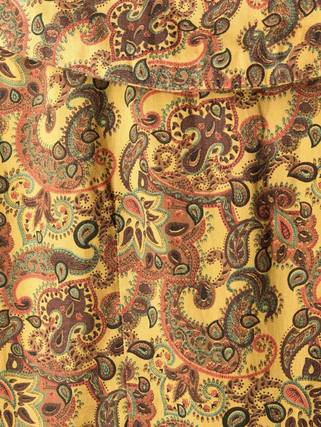 1960s cotton short vintage dress with mustard, red and brown paisley pattern - UK 12 / 14 - Image 3
