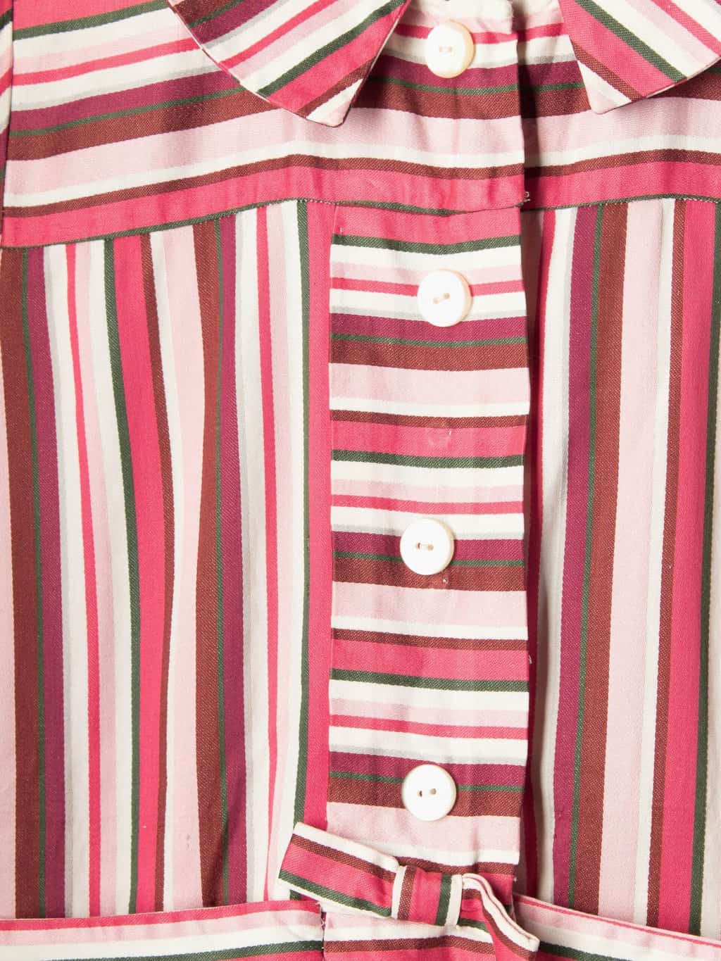 Girls handmade 1960s vintage dress with pink stripes, pockets and bows - Age 10/12 - Image 2