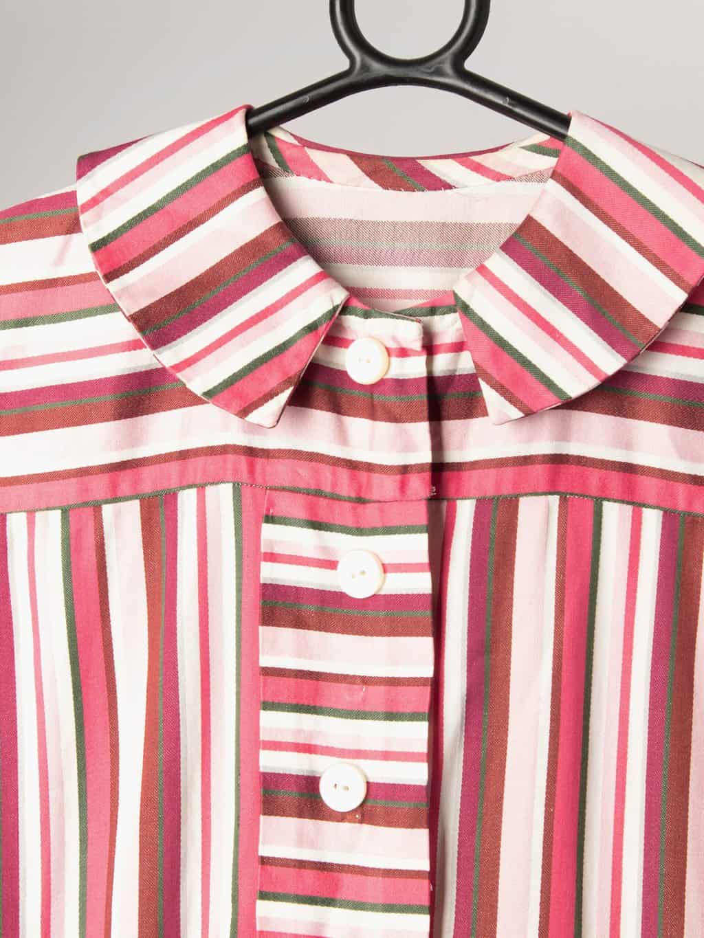 Girls handmade 1960s vintage dress with pink stripes, pockets and bows - Age 10/12 - Image 3