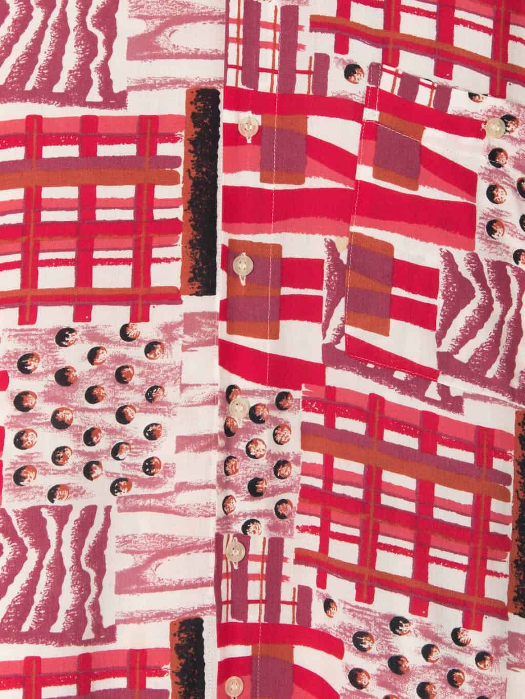 Mens 90s vintage printed shirt with hot red pink purple geometric lion fish inspired patten - Large - Image 2