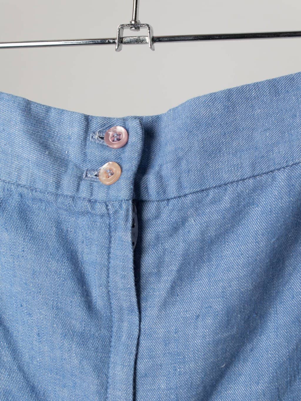 Vintage 70s mid blue cotton hot pants shorts 1970s by St Michael - UK 8 - Image 3