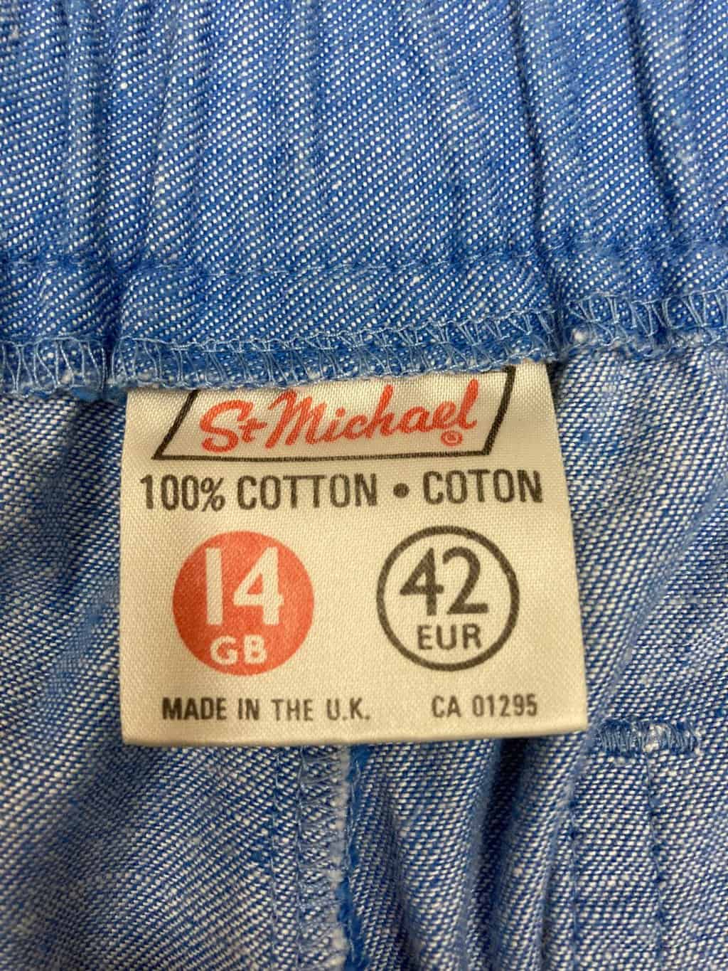 Vintage 70s mid blue cotton hot pants shorts 1970s by St Michael - UK 8 - Image 4