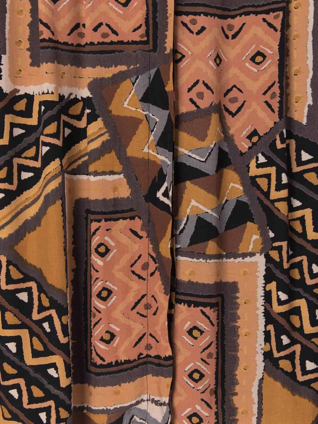 Womens vintage 90s blouse with crazy orange and black geometric aztec print. Made in Italy - Large - Image 2