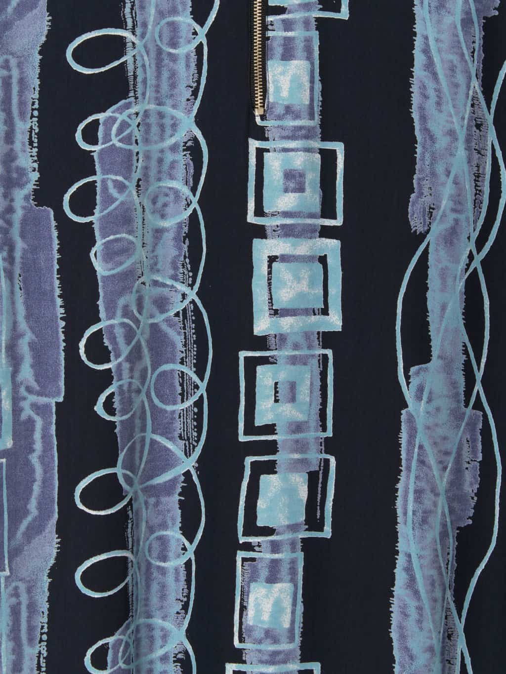 Mens Vintage quarter zip shirt with funky blue geometric stripes and polo collar - XL - Image 2