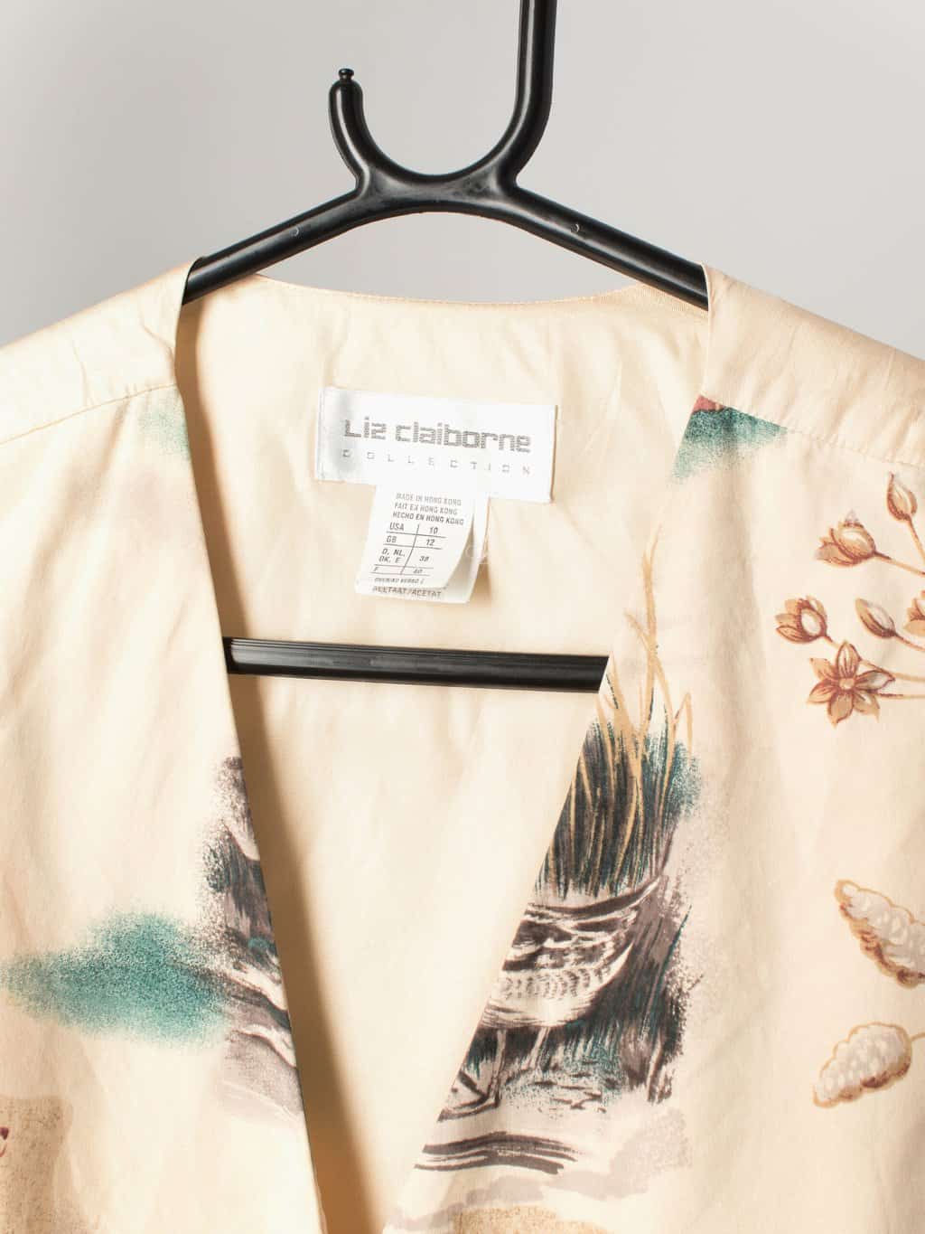 Womens vintage silk vest / waistcoat with pheasant and springer spaniel countryside design  - Large / XL - Image 3