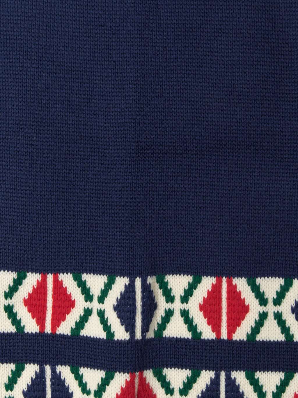 Vintage 1980s mens navy blue wool ski sweater with red and green geometric details - Medium - Image 2