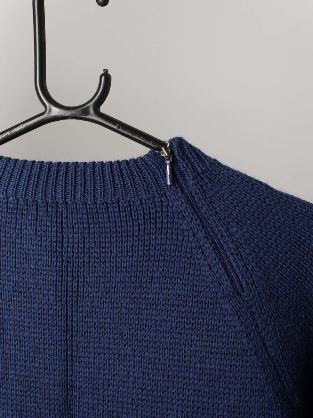 Vintage 1980s mens navy blue wool ski sweater with red and green geometric details - Medium - Image 4