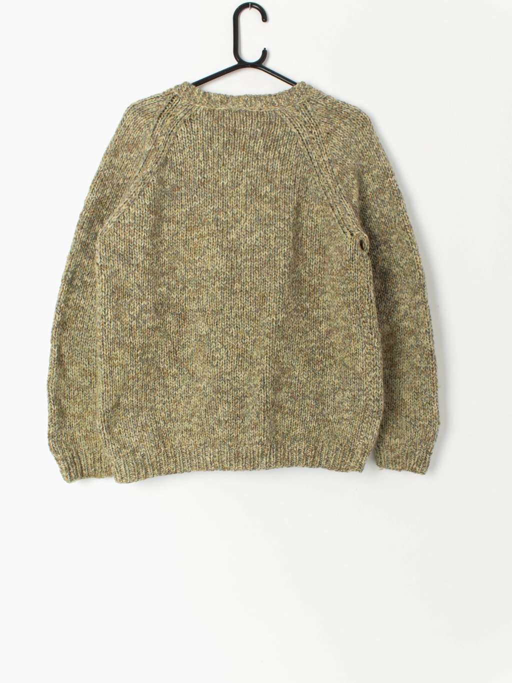 Vintage hand knitted cardigan in mottled green beige - Small / Medium - Image 4