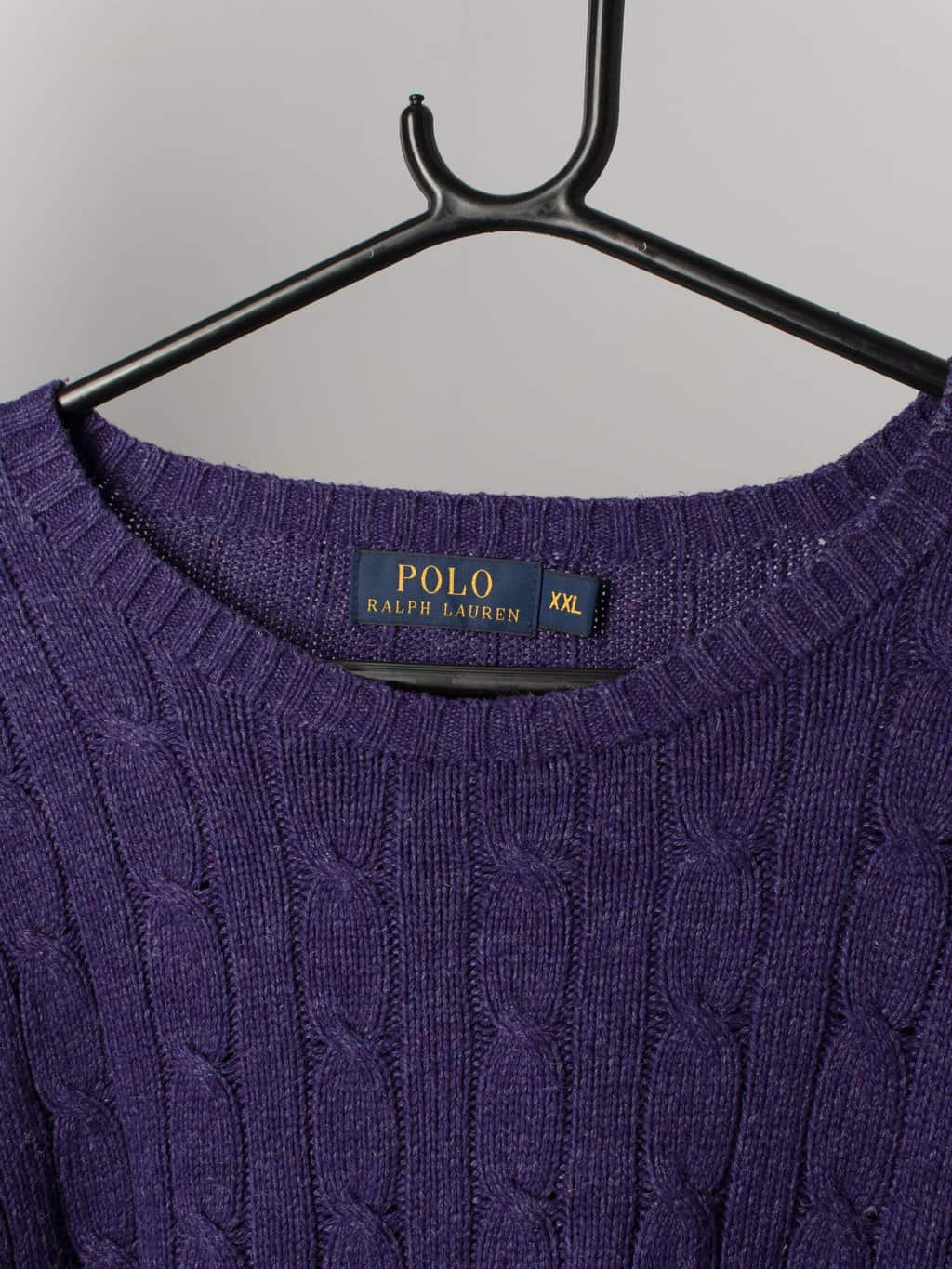 Vintage Polo Ralph Lauren jumper Tussah Silk cable-knit Blue Purple - XXL -  St Cyr Vintage