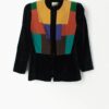 Vintage 80s Emmanuelle Khanh Paris Colourblock Velvet Peplum Jacket Made In France Medium