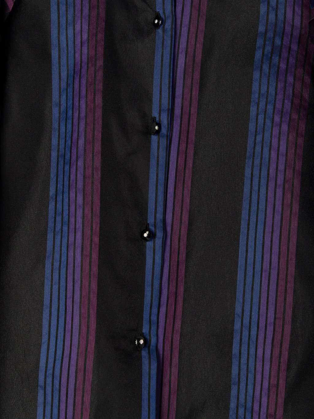 Vintage 80s Party Blouse With Purple Stripes And Ruffle Collar By Marion Donaldson Small Medium 3