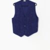Vintage Beaded Vest Royal Blue With Abstract Floral Embroidery Medium