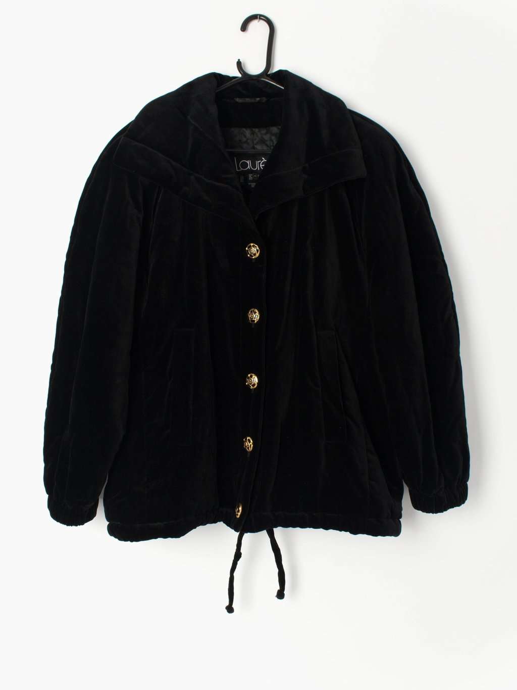 Vintage Black Velvet Coat With Gold Buttons And Large Embroidered Perfume Bottle Laurel By Escada Large Xl 2