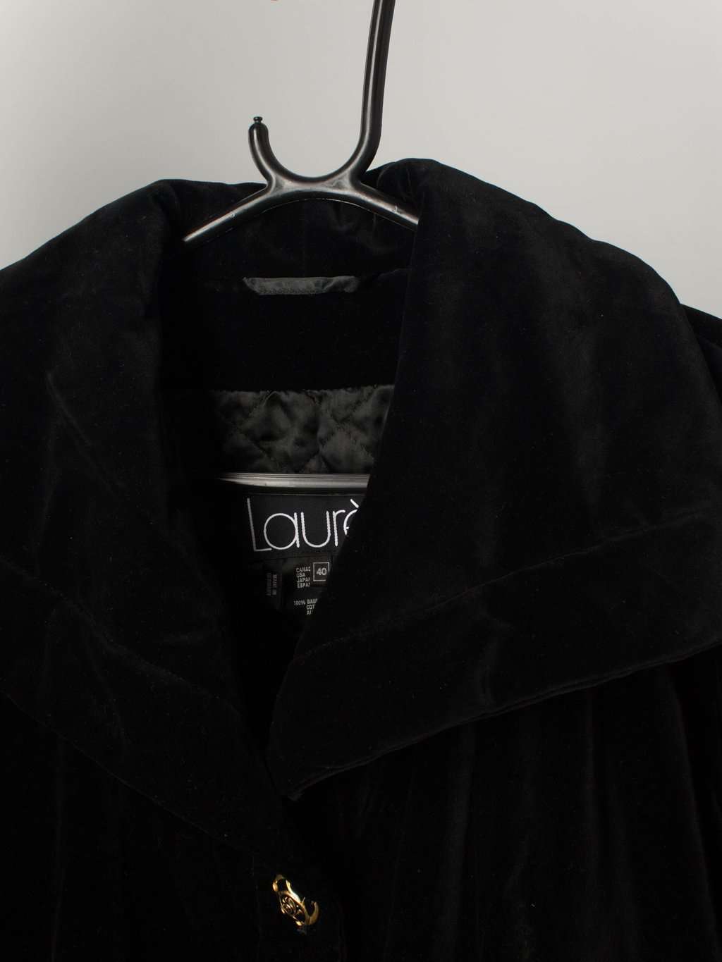Vintage Black Velvet Coat With Gold Buttons And Large Embroidered Perfume Bottle Laurel By Escada Large Xl 3