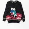 Vintage Christmas Jumper Sweater With Cute Eskimo Applique And Snowflakes Medium