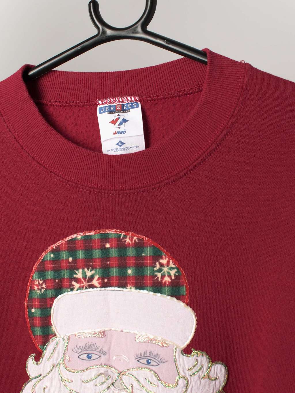 Vintage Christmas Novelty Sweatshirt With Father Christmas With Sparkly Beard Made In Usa Medium Large 3