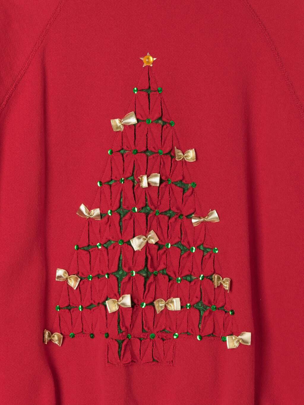 Vintage Christmas Novelty Sweatshirt With Hand Cut Christmas Tree Design Made In Usa Medium Large 2