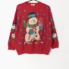 Vintage Christmas Sweater Feat Large Snowman With Snowman Sleeves Nutcracker 1980s Small Medium